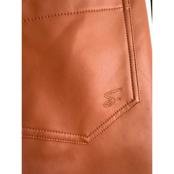 Seven7 Vegan Faux Leather Cropped Pants walnut orange sz 8 New - Picture 6 of 7
